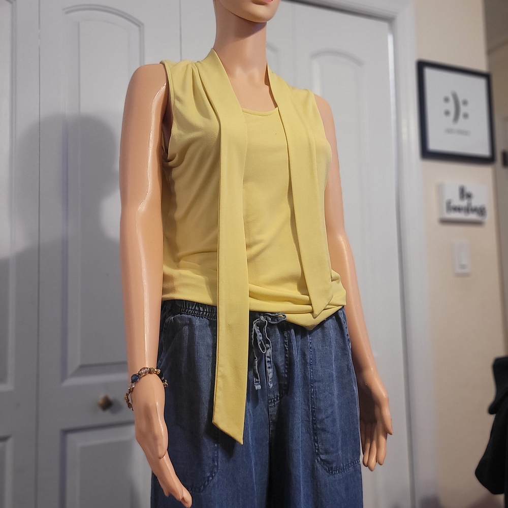 The Limited Yellow Tie Front Sleeveless Tank Top